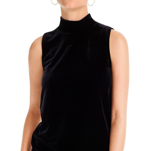 J. Crew Blue Velvet Mock Neck Top - Picture 2 of 7
